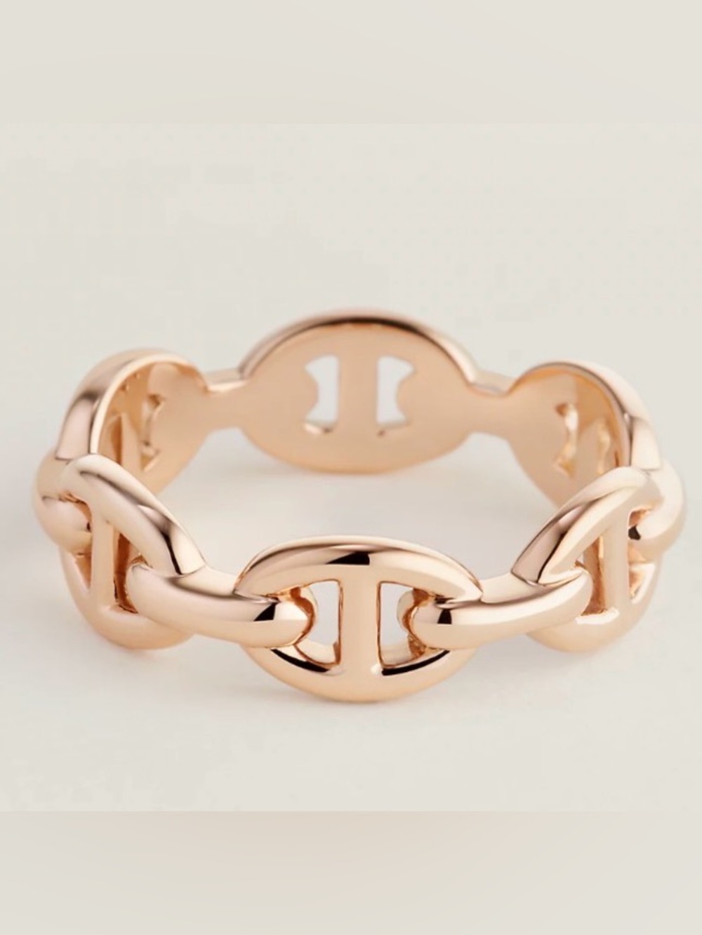 HERMES Rose Gold Link Chain Ring - CHAINE D ANCRE SMALL MODEL, Sz 51